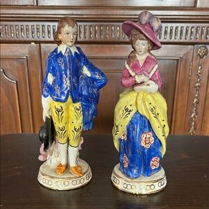 Porcelain Figurines in Blue and Yellow